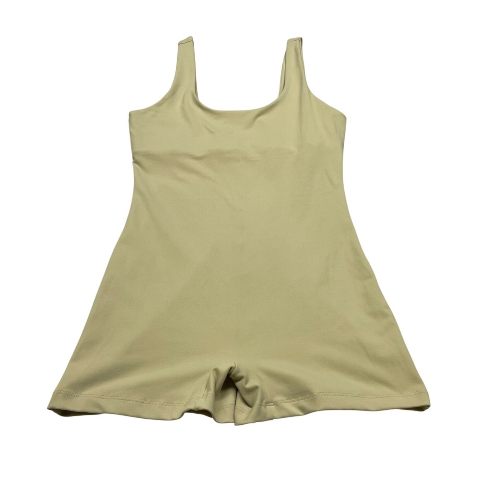 Womens One piece Workout‎ Yoga Gym Bodysuit Shorts Romper M Tan Neutral